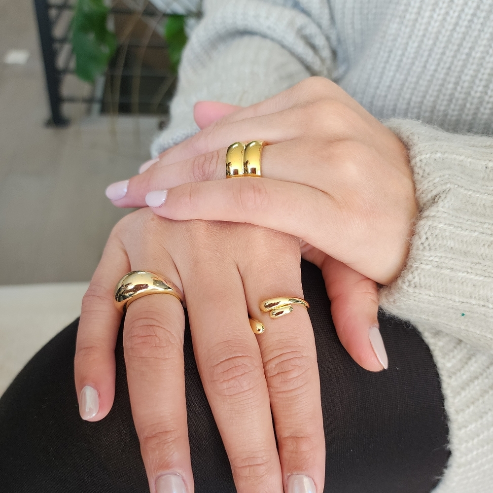 Size 9 Womens Gold Plated Dome Ring Jewelry Retro Smooth Surface - Picture 12 of 12